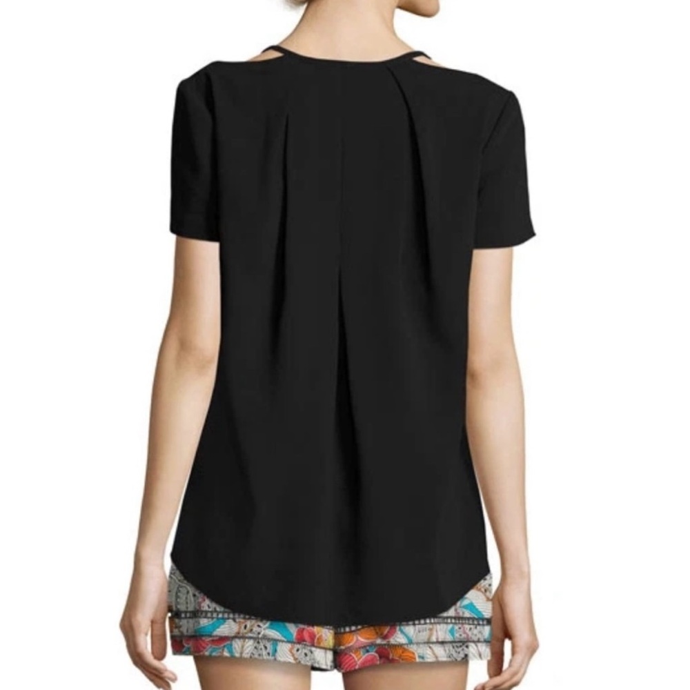 TRINA TURK black open shoulder top M